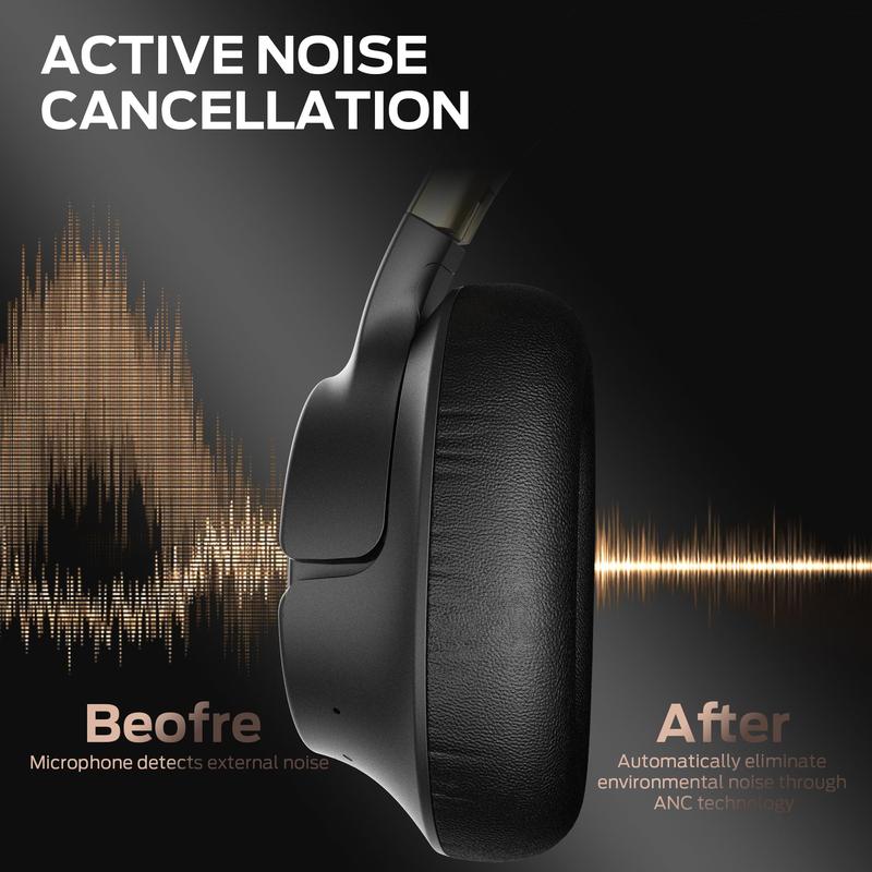 Over-ear Bluetooth headphones with built-in noise cancellation