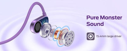 Wireless open-back headphones with touchscreen