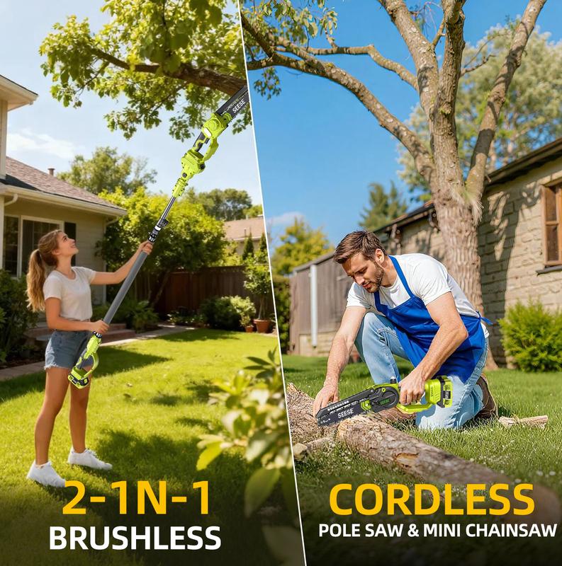 A 2-in-1 mini chainsaw