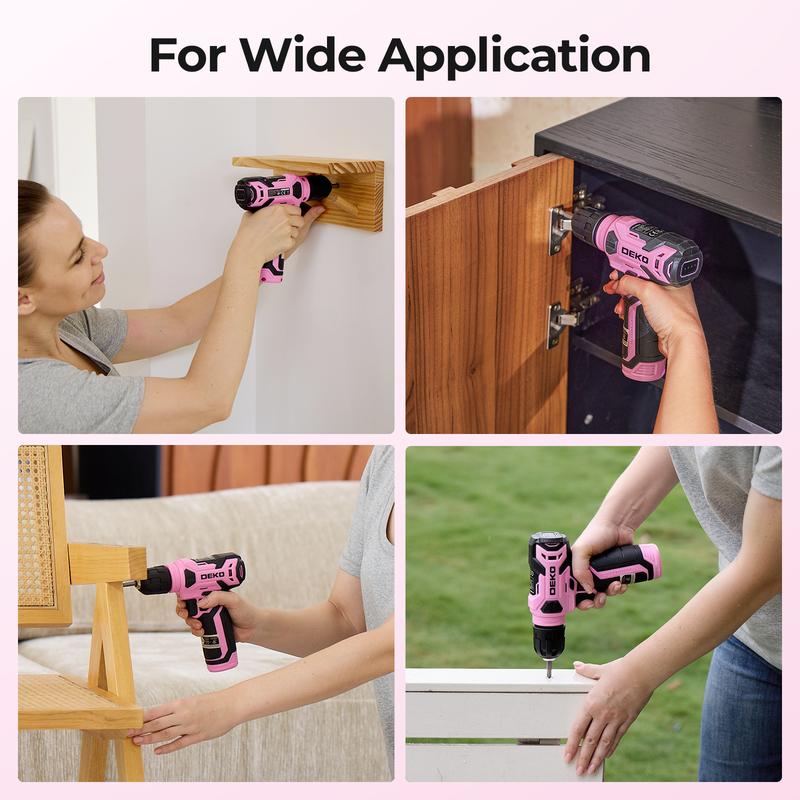 DEKO 8V Cordless Drill Set – 126-Piece Household Tool Set