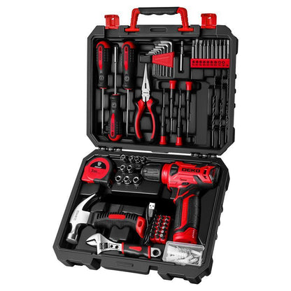 DEKO 8V Cordless Drill Set – 126-Piece Household Tool Set