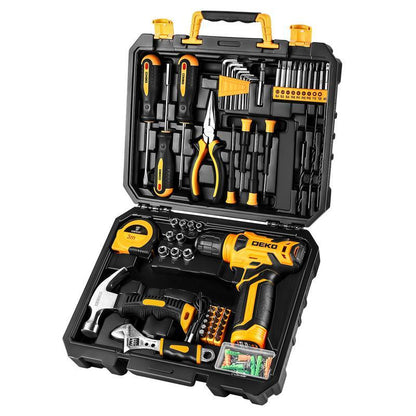 DEKO 8V Cordless Drill Set – 126-Piece Household Tool Set