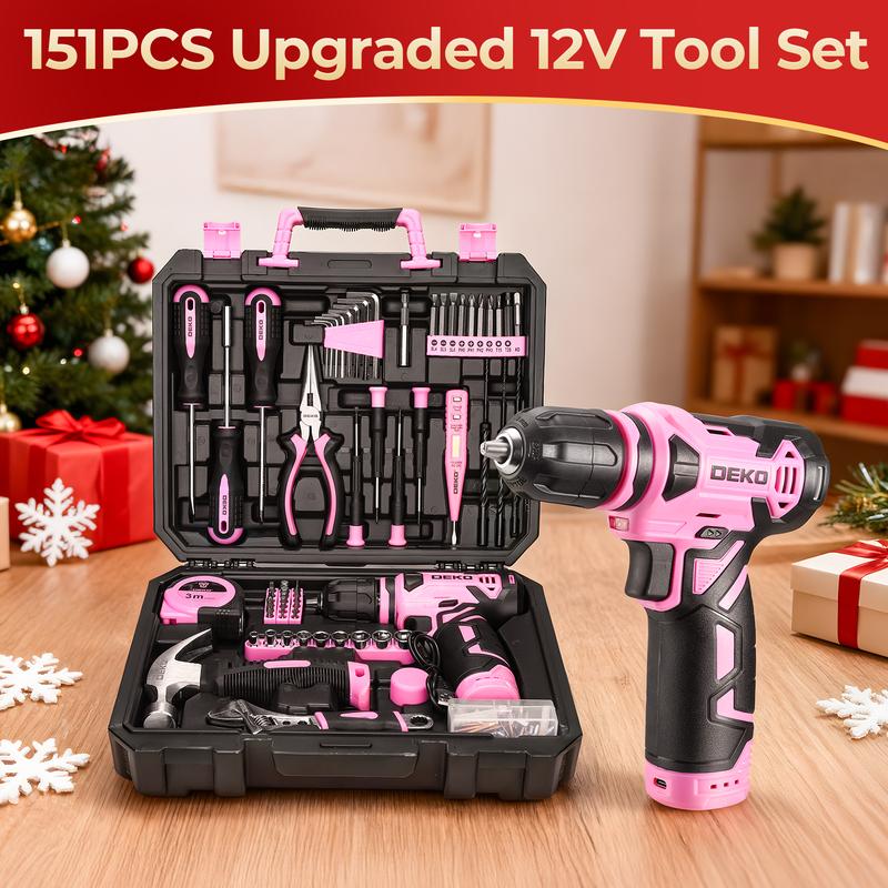 DEKO 8V Cordless Drill Set – 126-Piece Household Tool Set