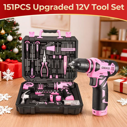 DEKO 8V Cordless Drill Set – 126-Piece Household Tool Set