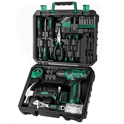 DEKO 8V Cordless Drill Set – 126-Piece Household Tool Set